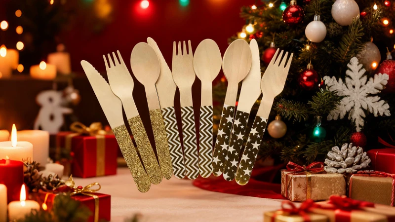 Christmas style wooden cutlery Christmas style wooden cutlery
